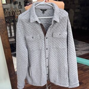 Banana Republic Light Gray Quilted Shirt Jacket